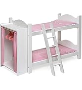 Badger Basket Toy Doll Bunk Bed with Clothing Armoire and Hangers for 22 inch Dolls - White/Pink