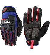 WORKPRO Heavy Duty Work Gloves, Synthetic Leather Impact Protection Working Gloves for Men, PVC P...