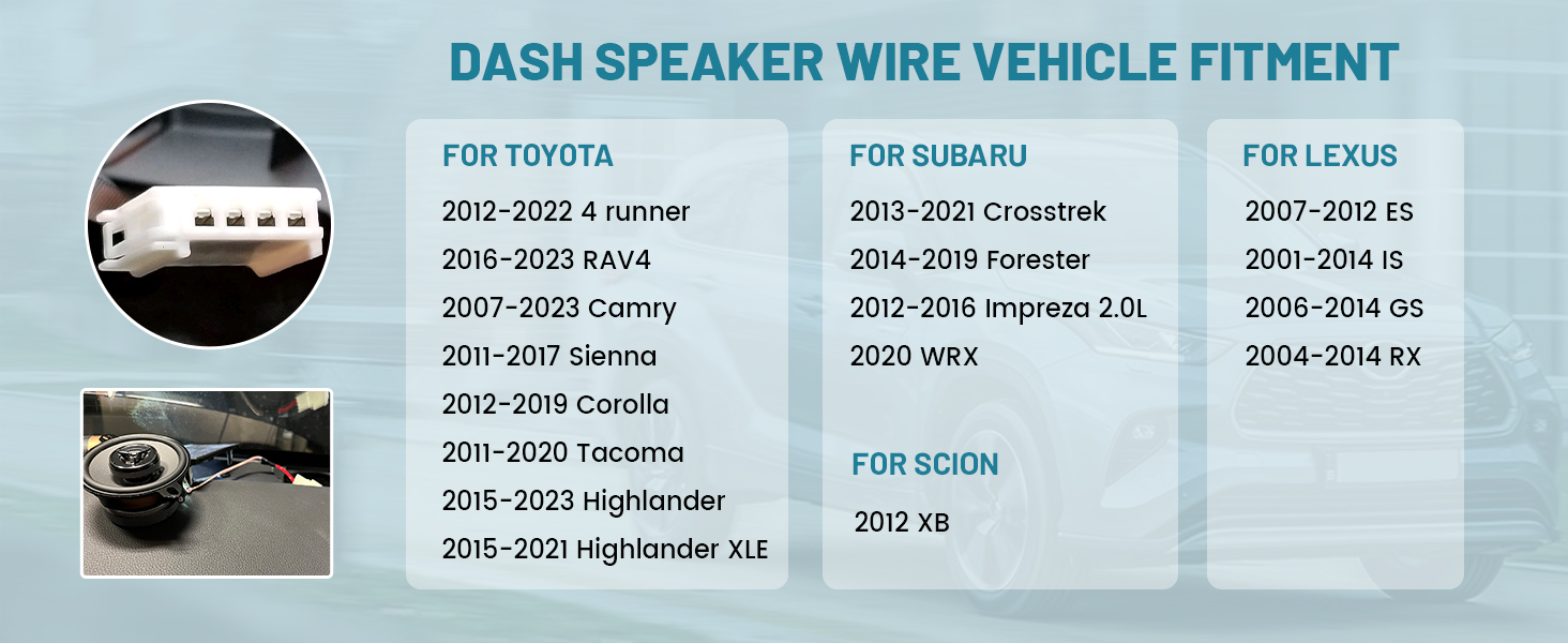 Dash speaker wire adapter vehicle fitment