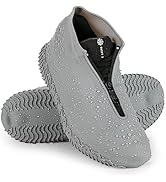 Zbyoujer Waterproof Rain Shoe Covers, Silicone Overshoes with Zipper Non-slip Galoshes for Men an...