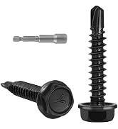 VGBUY 110Pcs #10 x 1 Self Drilling Screws for Metal,410 Stainless Steel Black Zinc Plated,Self Ta...