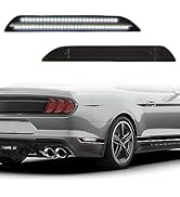 YOMTOVM 2PCS White LED Smoked Len Side Marker Light Compatible with 2015-2023 Ford Mustang Rear S...