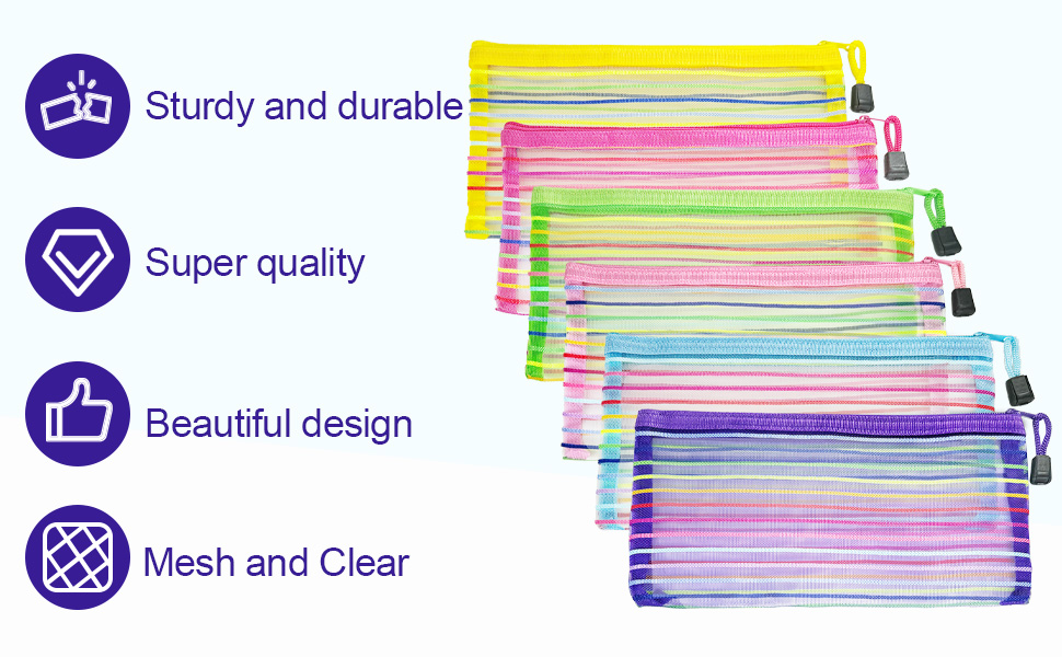 Striped Nylon Makeup Bag