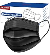 100Pcs Medical Grade Black Disposable Face Masks -3 Ply Face Mask for Adults -USA Made Masks, Com...