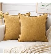 MIULEE Pack of 2 Couch Throw Pillow Covers 18x18 Inch Gold Farmhouse Decorative Pillow Covers wit...
