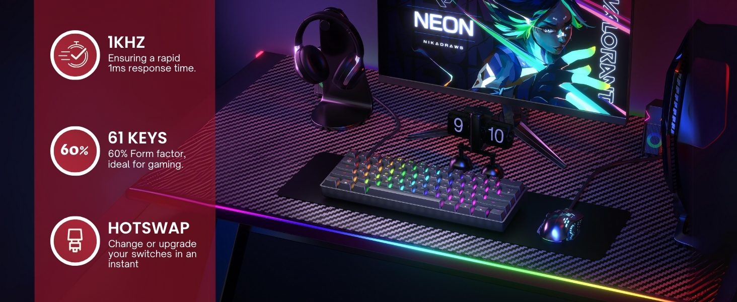 hk gaming gk61v3 v3 gk61 gaming optical keyboard mechanical hotswap fastest clavier tastatur teclado