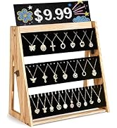 Bulado Necklace Display for Vendors, Foldable Necklace Holder with 66 Slots, 3 Tier Jewelry Displ...