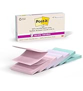 Post-it Super Sticky 100% Recycled Pop-up Notes, 3 in. x 3 in., 70 Sheets, 6 Pads, Wanderlust Col...