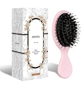 Mini Hair Brush, Travel Small Boar Bristle Hair Brush for Women Kid, Travel Size for Purse, Light...