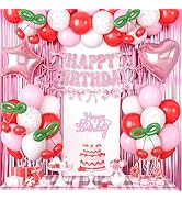 Cherry Birthday Party Decorations, Cherry Theme Party Supplies with Happy Birthday Banner Cherry ...