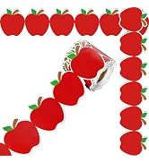 Whaline 65.6 Ft Back to School Bulletin Board Border Apples Trim Border Non-Stick Red Paper Roll ...