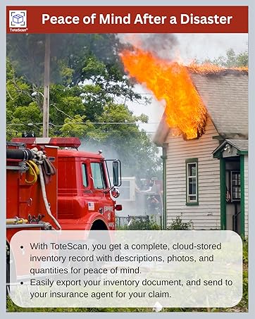 ToteScan QR labels inventory system natural disaster insurance claim organizing