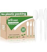 Biocean Extra Heavyduty Cutlery Set Disposable Utensils No Plastic Forks Spoons Knive
