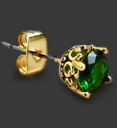 Green and Gold Earrings for Men Women, Retro Crown Hypoallergenic Stainless Steel Cubic Zircon St...