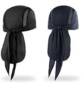 MELASA Do Rag Skull Cap Helmet Liner, Cooling Mesh Bandana Cap, Sweat Dew Rags Head Cover for Men...