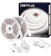 MYPLUS 32.8 FT White Strip Lights, Dimmable LED Tape Light 6500K Bright Daylight White, Flexible ...