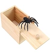 Xmoyaas Wooden Spider Prank Box, Rubber Spider Hidden in a Box Fun Prank Handicraft, Original Tri...