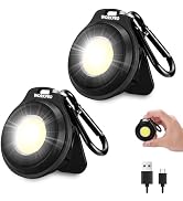 WORKPRO COB Keychain Light, 2Pcs Small Work Keychain Flashlight with Hat Clip, EDC Rechargeable E...