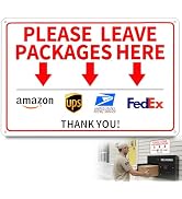 Please Leave Packages Here Sign 12x8 Inch, Metal Delivery Sign for Front Door, Rustproof Aluminum...