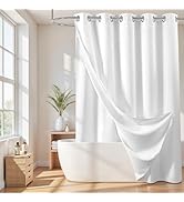 River Dream Cotton Blend No Hook Shower Curtain with Snap in Liner, Hotel Grade Shower Curtains f...