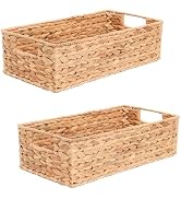 Amber Home 2 Pack Toilet Basket Tank Topper, Wicker Storage Basket For Bathroom, Water Hyacinth S...