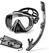 Aegend Snorkeling Gear for Adults Youth, Dry Snorkel Set with Ergonomic Raised Nose Cover for Ant...