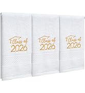 MASHAN Class of 2026 Graduation Hand Towels 3 Pack,100% Cotton Soft Absorbent Bathroom Towels,Sen...