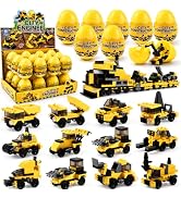 Cleboen 24 Pack Building Block Blind Eggs, 12-in-1 Mini Construction Vehicles Building Block Set,...