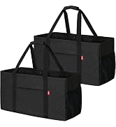 LHZK Standing Extra Large Utility Tote Bag with Metal Wire Frame and the Sides Rinforced, Large C...