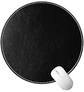 Round Faux 7.8 Inch Leather Mouse Pad, 0.12 Thickness Small Compact PU Leather Circular Desk Mat,...