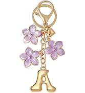 Snycler Bubble Initial Keychain Graceful Flower for bags car remote–A-Z Letter Charms for Women