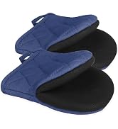 Short Oven Mitts, Heat Resistant 500°F, Silicone Grip Kitchen Gloves, Non-Slip for Baking, Grilli...