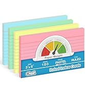 Chell Ruled Index Cards 3x5 Inch Heavyweight, 100 Count, Ruled Front and Blank Back, 65 lb. Cover...