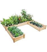 Giantex U-Shaped Raised Garden Bed, Wood Raised Garden Planter Box for Vegetables and Flowers, Ea...