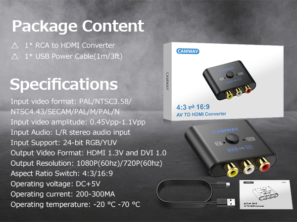 CAMWAY RCA to HDMI Converter