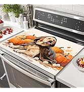 HOMETITUTE Stove Top Covers for Electric Stove 28x20 Inches Fall Dog Pumpkin Design Heat Resistan...