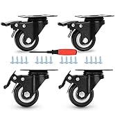 2 inch Caster Wheels Casters Set of 4 Heavy Duty Industrial Casters Safety Dual Locking Load 600l...