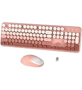 FCPLU Wireless Keyboard and Mouse Combo (Peach Gradient) | 104-Key Colorful Round Keycap, QWERTY ...