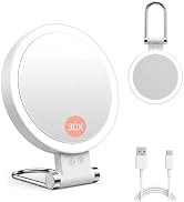 Makeup Mirror with Lights, Magnifying Mirror 1X/30X with Adjustable 3 Color Light, Double Side Co...