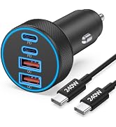 iPhone 17 16 15 Car Charger Fast Charging, 90W 4-Port USB C Fast Car Charger Cigarette Lighter Ad...