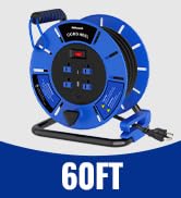 WILAWELS 60FT Retractable Extension Cord Reel U60ACR06