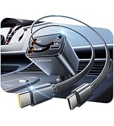 SUPERONE Smaller Retractable Car Charger with Dual Type C Cords, 69W Fast Retractable USB C Car C...