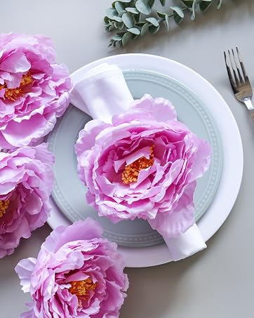 peony flower napkin rings hold pink