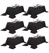 ZarzaaSik 6-Pack 90x132 inch Black Table Cloths, Solid Stain and Wrinkle Resistant Oblong Tablecl...