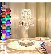 Crystal Table Lamp, 16 Color Changing Touch Crystal Rose Lamp with Remote, Rechargeable LED Diamo...