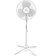 Proaira PF16W Height and Tilt Adjustable 3-Speed Oscillating Pedestal Fan, White, 16