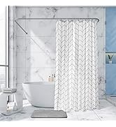 Moss & Stone Grey Fabric Shower Curtain for Bathroom with 12 Hooks, Shower Curtain Set with Showe...