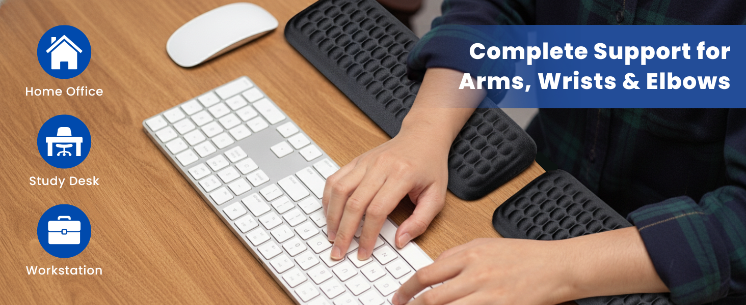 L-Shaped Memory Foam Desk Edge Cushion (2-Pack), Ergonomic Elbow & Wrist Rest for Desk
