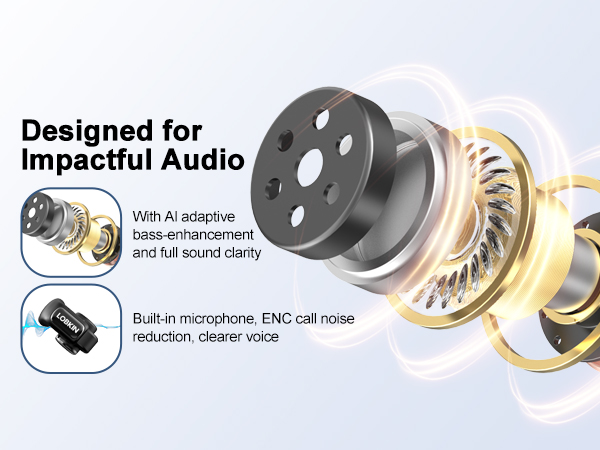 Exploded view of audio device components