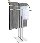 Kayfia 40" Standing Towel Rack with Weighted Marble Base, Width Adjustable & Taller Bathroom Towe...